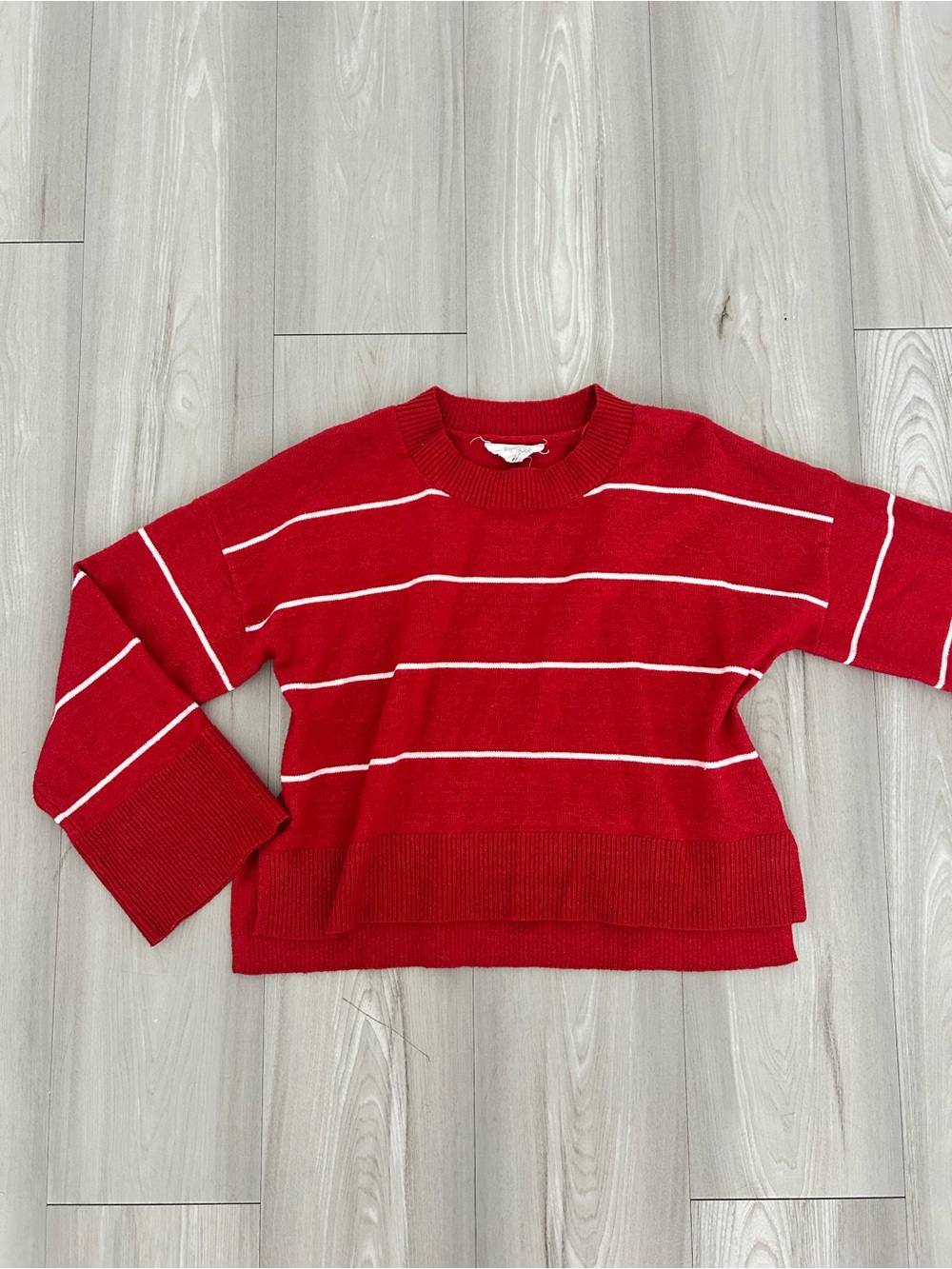 Hippie Rose Red Sweater with White Stripes